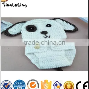NPT22 Tinalulingwhite and Brown Colors Dog Design Handmade Knitting Suit Newborn Baby Photography Props thumbnail-2