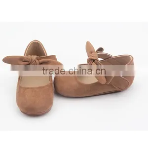 Tan Baby Rubber Sole Shoes Mary Jane Leather Baby Shoes thumbnail-1