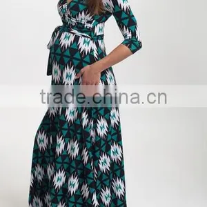Newest Maternity Dresses With PinkBlush Teal Geo Maternity Maxi Dress Half Sleeve Women Clothes WD80817-25 thumbnail-3
