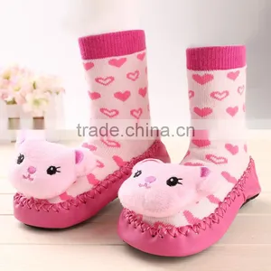 2016 Custom Sock Wholesale Low MOQ Cartoon Tube Baby Shoe Anti-slip Floor Sock thumbnail-4