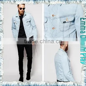 EMMA PRIVATE CUSTOMIZED MADE Vogue Mens White Blue Regular Fitted Denim Jackets thumbnail-4