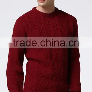 Mans Round Colloar Cable Knit Pattern Pullover Sweater With High Quality thumbnail-5