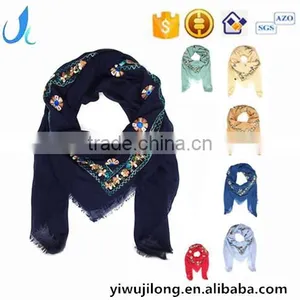 Hot Sale Square Headscarf Pure Cotton Embroidery Shawl Scarf Muslim Hijab Scarf for Women thumbnail-1