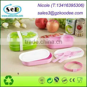 2014 Hot Selling!!! High-Quality+Eco-friendly+BPA Free+plastic Kids Lunch Box With Spoon and Fork thumbnail-1