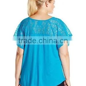 OEM Plus Size Women Clothing Ladies Plus Size Lace Tshirt thumbnail-6