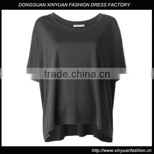 Custom Women Short Sleeve O Neck Oversized T-Shirts for Printing,Oem Summer Clothes Black Loose T-Shirts for Women thumbnail-1