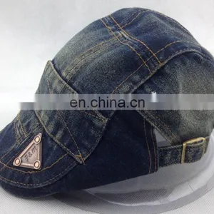 Denim Beret Caps Gatsby Ivy Caps With Metal Logo Cheap Beret Caps thumbnail-1