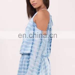 Magical Grass Apparel Rayon Light Blue Tie Dye Dress Summer thumbnail-2