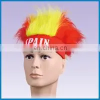 Football Fans Wig Red and Yellow Synthetic Wigs FW2154 thumbnail-1