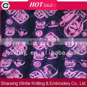 Ribbon Embroidery Designs Flowers Rose Fabric for Lady Dress Garment thumbnail-1