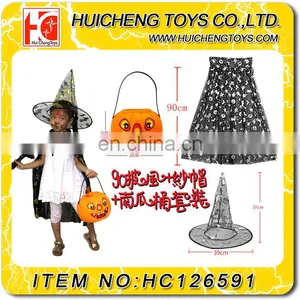Manufacturers China Wonderful Kids Halloween Costoms With Cloak Hat and Pumpkin Bucket thumbnail-1