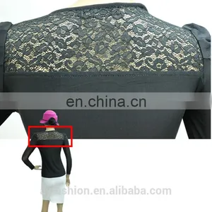 In Stock Item Lace Decoration 100% Polyester T-shirt Woman Shirt thumbnail-6