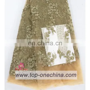 2016 China Suppliers Africanfrench Beaded Lace Fabric ,wholesale Tulle Beaded Lace Fabric ,beaded Lace ,tulle Lace for Wedding thumbnail-1