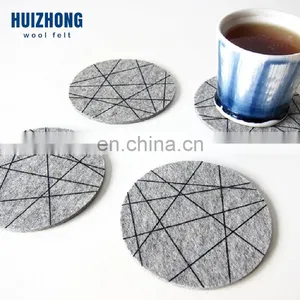 Christmas Kitchen Decoration Customized Shape Logo Printed Felt Cup Coaster 8pcs One Set thumbnail-6