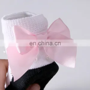 2020 New Socks Beaded Newborn Shoes and Socks Shape Pink Bow Baby Socks thumbnail-3