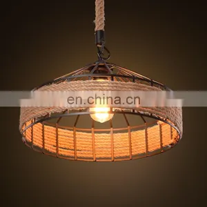 Popular Industrial Fancy Hemp Rope Lamp Edison Pendant Light thumbnail-4