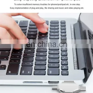 USB 2.0 Flash Drive Metal USB Memory Stick Drive FOUR Functions in One U Flash Disk for IPhone/iPad/android/PC thumbnail-4