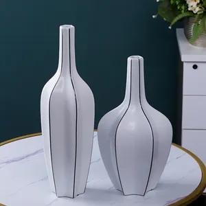 White Modern Simple Nordic Style Carambola Jingdezhen Ceramic Vase For Dining Table thumbnail-1