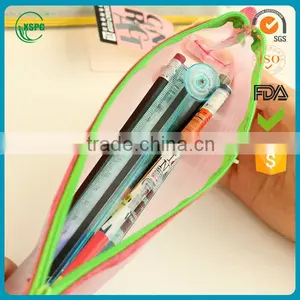 Plastic PVC Pencil Case, Grid Pencil Bag thumbnail-3