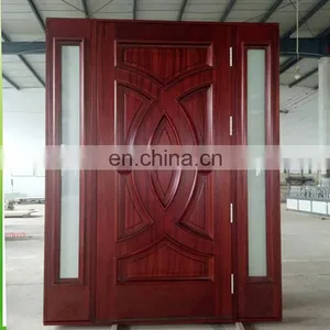 Simple Cheap Outside Solid Oak Doors Wooden Glass Door Design thumbnail-3