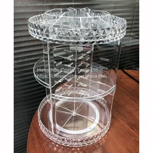 360-Degree Rotating Clear Makeup Organizer Makeup Cosmetic Storage- SMALL thumbnail-1