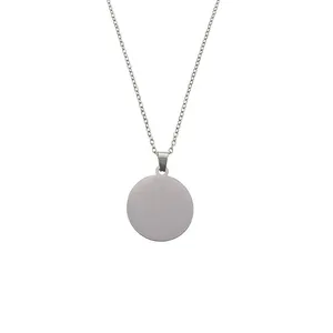 Blank Custom Engraved Name of Stainless Steel Circular Pendant Necklace thumbnail-2