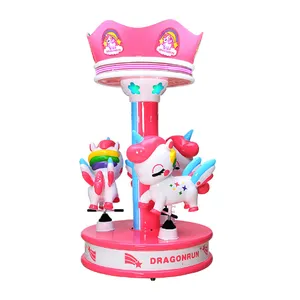 Pink Horse Playground Kids Kiddie Rotating Horses Ride Park Games Carousel For Child thumbnail-3