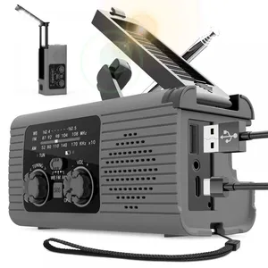 BSG-318Multifunction Solar Emergency Radio With Power Bank, Hand Crank, 4000/8000mAh Battery, SOS Alarm, Flashlight & IPhone 15 Charging thumbnail-4