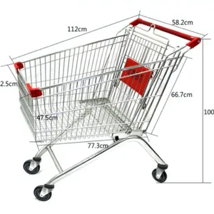 280 L Supermarket Shopping Trolley European Style Metal Supermarket Shopping Carts Trolley Custom Logo Printing thumbnail-1