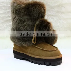 2016 HFUGG Latest Design Fashion Warm Fur Lined Suede Snow Boots thumbnail-1