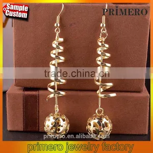 New Models Fashion Jewelry Spiral Gold Hollow Pellet Dangle Drop Earring thumbnail-1