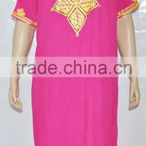 C120 Fushia Wholesale Cheap Soft Cotton Dress for Woman thumbnail-1