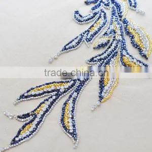 Beautiful Sewing on Mesh Dress Beaded Rhinestone Sew on Bling Applique WDP - 017 thumbnail-5