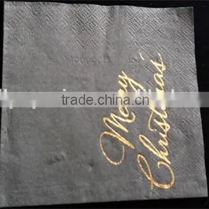 100% Virgin Wood Pulp Dyeing Paper Napkins Printed Gold Foil Logo thumbnail-3
