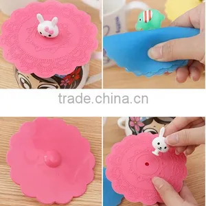 Food Grade Soft Silicone Strong Adsorbability Universal Cup Lids With Animal thumbnail-1