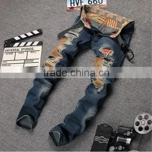 Patchwork Designer High Quality Patched Jeans Ripped Men Rock Men Jeans Hip Hop Jeans Denim Pants thumbnail-2