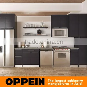 New Design Melamine Finish Cupboard Wood Veneer Kitchen Cabinet thumbnail-2