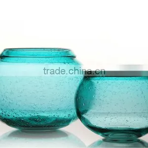 Handblown Light Ice Blue Bubble Vase -Beautiful Decorative Piece thumbnail-1