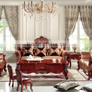 European Style Leather Sofa,solid Wood Carving Antique Genuine Leather Sofa,living Room Leather Sofa GZH8867# thumbnail-2