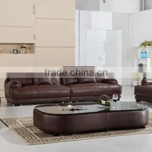 100% First Layout Cow Leather L-Shape Brown High Quality Sofa thumbnail-1
