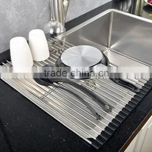 Best Large Commercial Kitchen Folding Over The Sink Compact Stainless Steel Dish Rack, Dish Drying Rack thumbnail-3