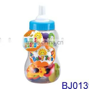Cute Plastic Small Feeding Bottle With Infant Baby Rattles Toy thumbnail-3