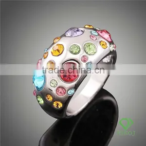 Multi-color Austrian Crystal 18k White Gold GP o Ring thumbnail-1