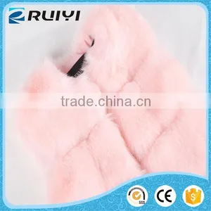 Women Pink Pattern Faux Fur Vest Fake Fur Vest thumbnail-2
