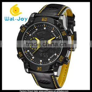 WJ-5446 Genuine Leather Strap IP Plating High Quality Double Show Ohsen Waterproof Men Sport Watch thumbnail-3
