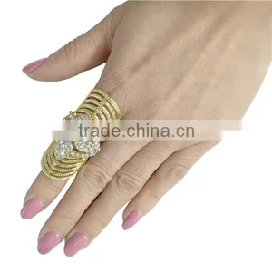 White Gold Plated Vintage Bling Punk Knuckle Rings Beautiful Crystal Women Wedding Finger Ring thumbnail-5