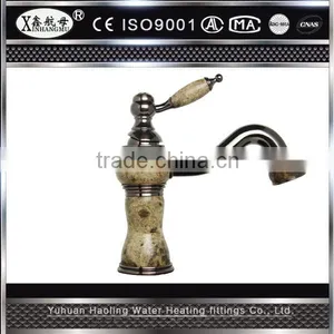 Antique Brass Bathroom Faucet Aerator Pull Out Wash Basin Sink Mixer Single Ceramic Handle thumbnail-4