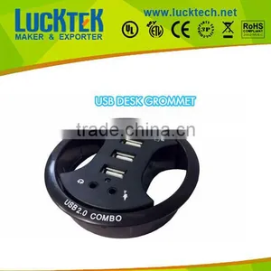 MINI USB DESK GROMMET 80MM CUT OUT USB 2.0 COMBO thumbnail-1