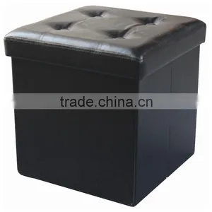 Purple Leather Ottoman thumbnail-3