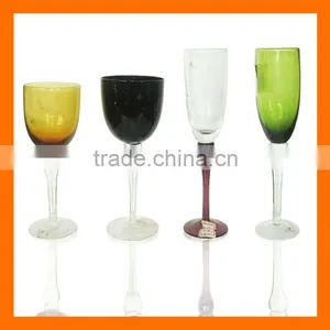 Hand Made Colored Stem Wine Glass Champagne Flutes thumbnail-1